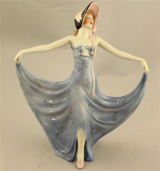 A rare Wade underglaze porcelain figure of Pavlova, c.1938, 22.5cm